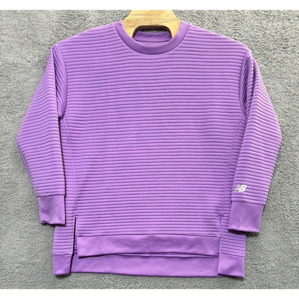 New Balance Ribbed Crewneck Purple Sweater Womens XL